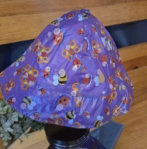 Kids Waterproof Bucket Hat Purple Bee Butterfly Ladybug Print Rain Sun Hat
